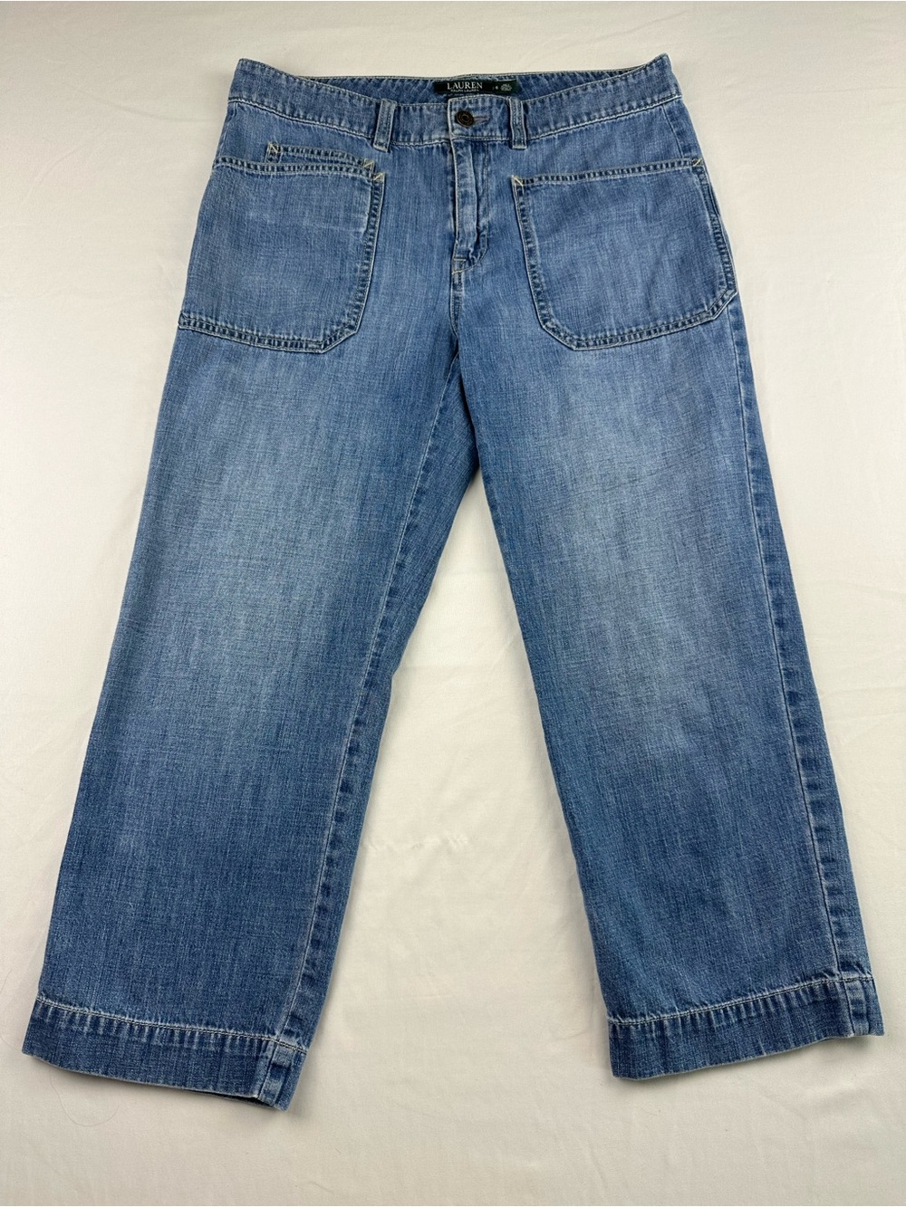 Lauren Ralph Lauren Blue Wide Leg Cropped Jeans Culotte Denim Capri Pants 6